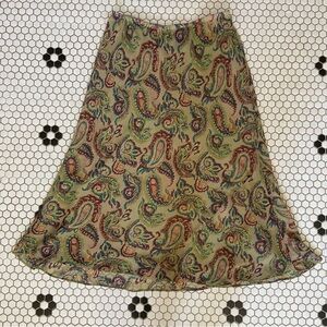 Women Lane Bryant Plus Size Metallic Thread Skirt Sz 14/16  Paisley Print Lined